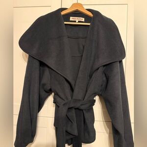 Free People Navy Blue Wrap Coat